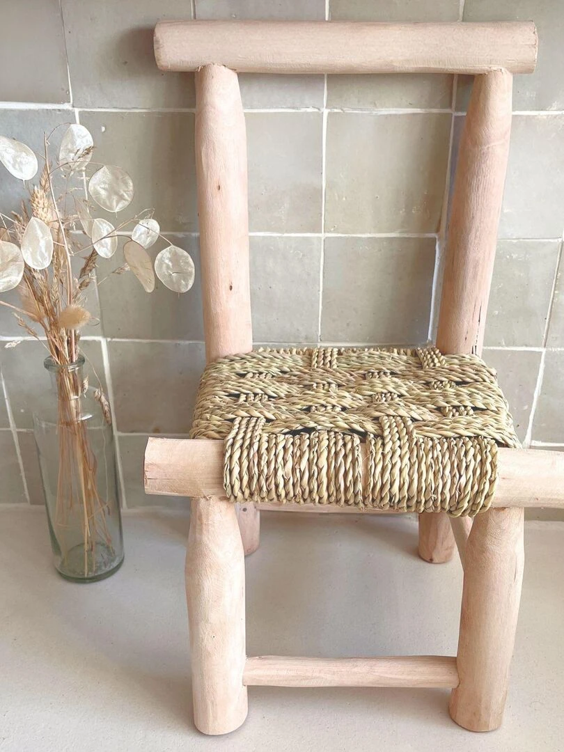 Chaise enfant bois Japandi   Beige clair