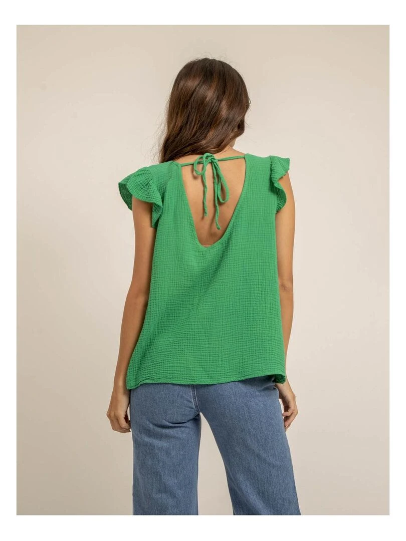 Top gaze de coton FAMELIE Vert