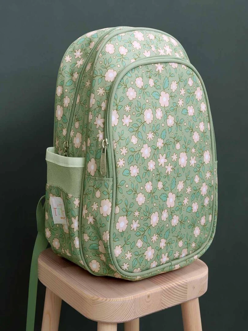 Sac à dos Fleurs sauge avec poche isotherme   Vert