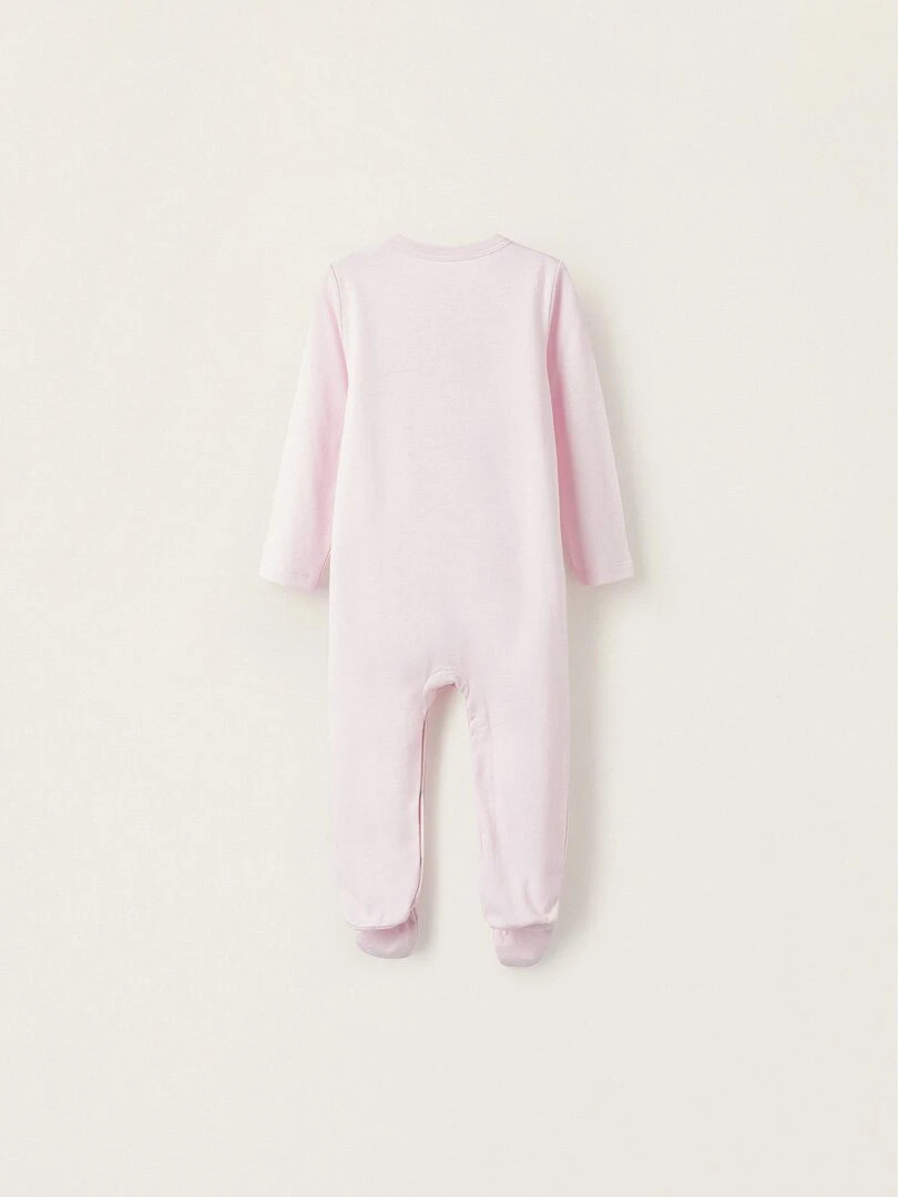 Grenouillère en jersey de coton pour bébé fille 'Tiny Giraffe' manches longues ESSENTIALS LINE Rose clair