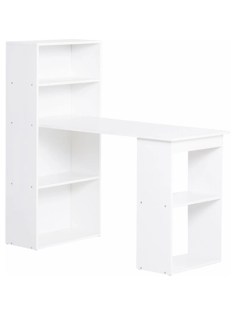 Bureau informatique + bibliothèque 120L x 55l x 120H cm Blanc