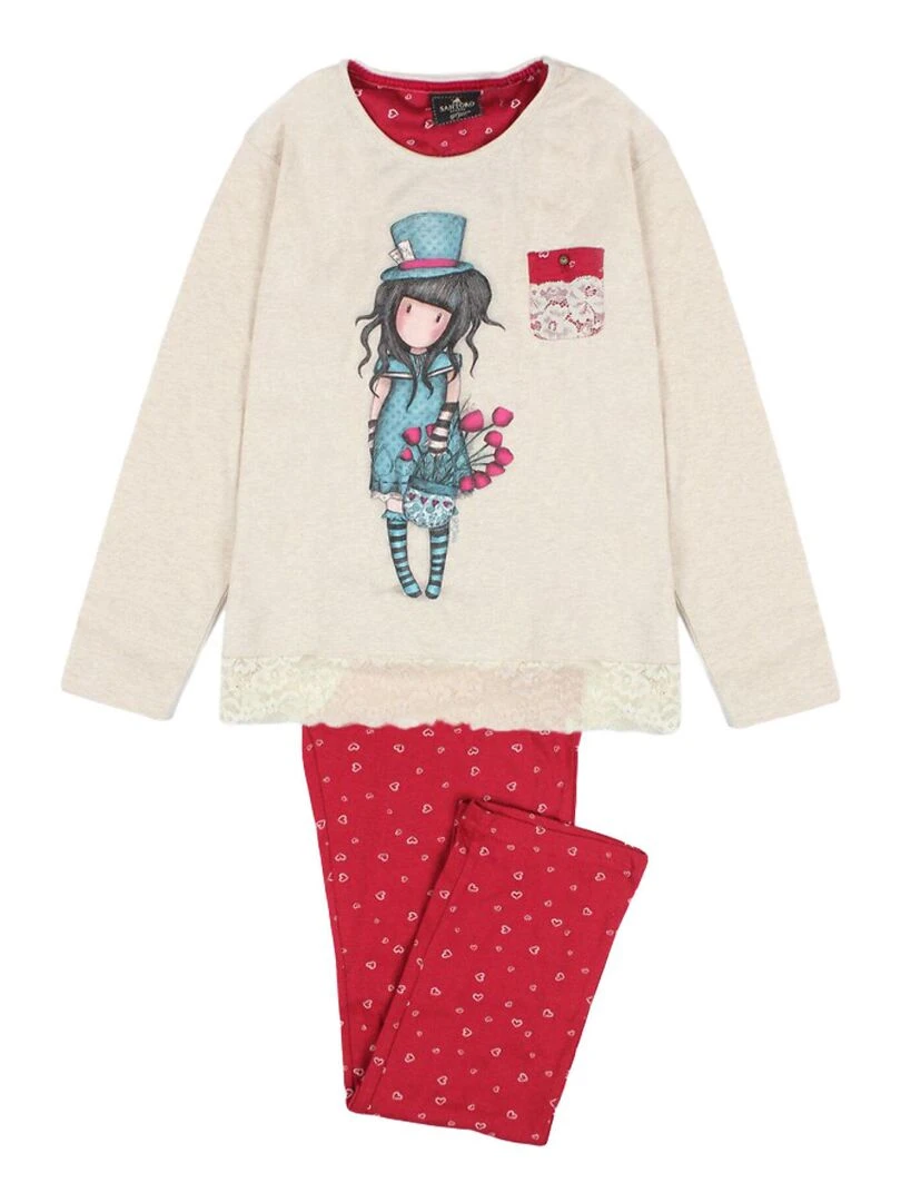 Pyjama pantalon manches longues The Hatter ivoire Ecru