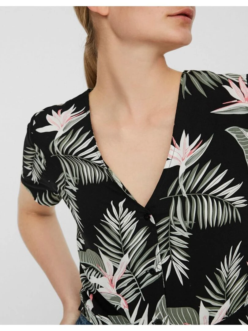 Chemise imprimé fluide  en coton Vero Moda   Noir Noir