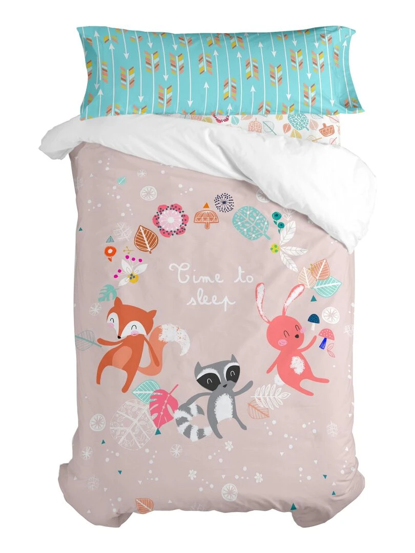 Parure housse de couette 2 pièces Fantasy "Happyfriday"   Rose