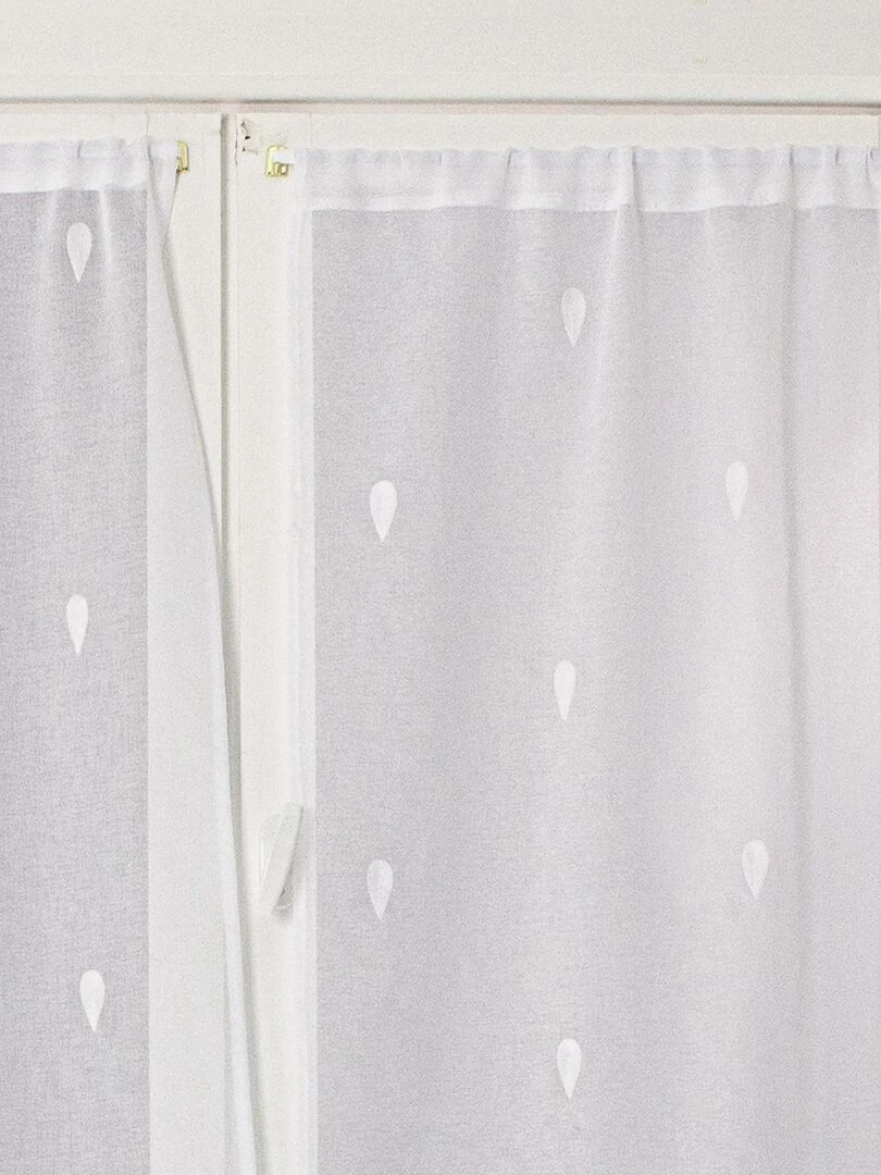 Paire de vitrages droits brodée de gouttes   Beige