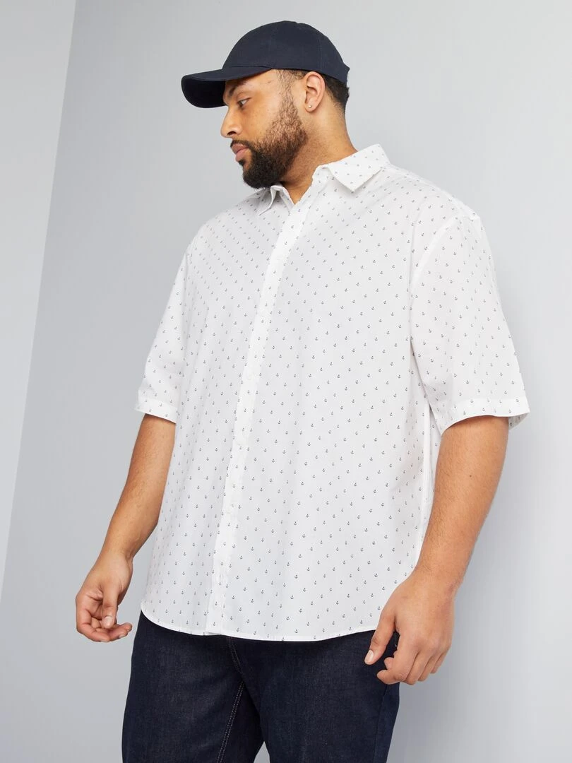 Chemise manches courtes à motif Blanc