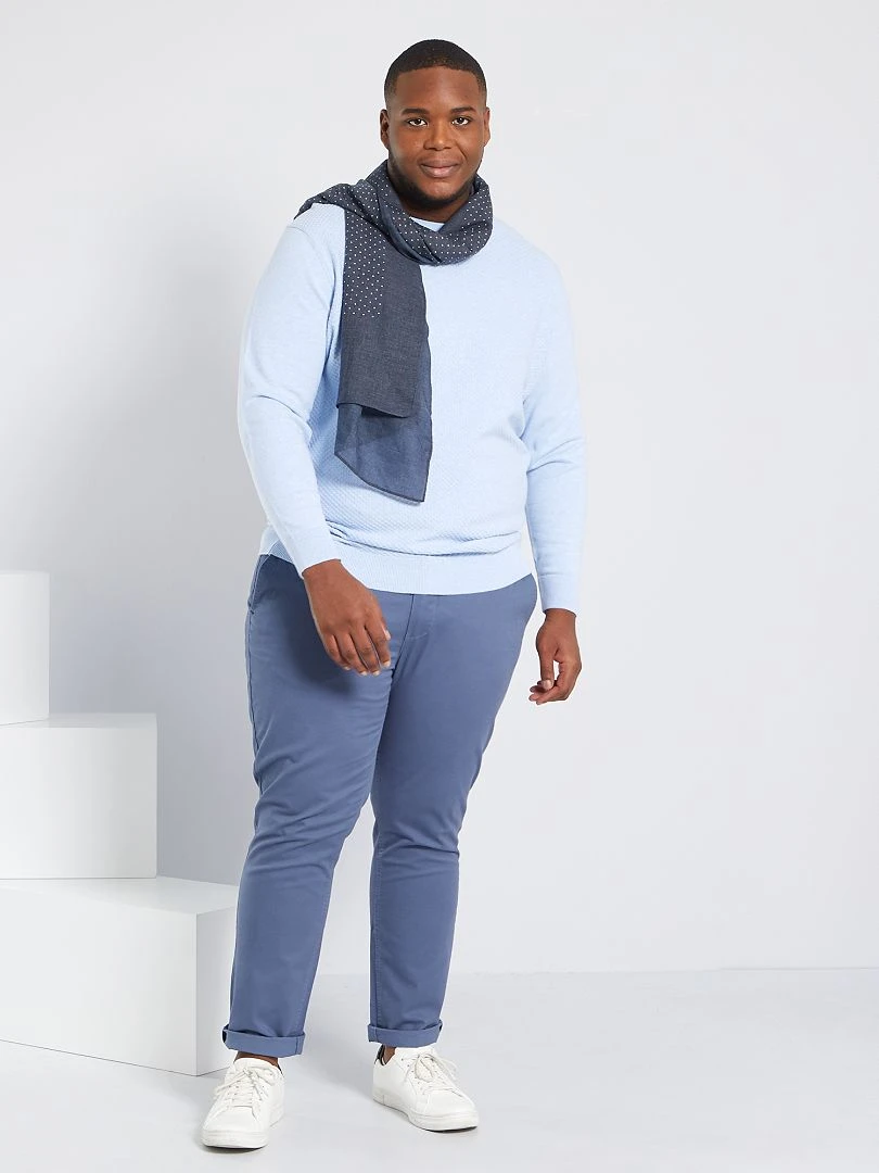 Chino slim en coton stretch L30 bleu gris