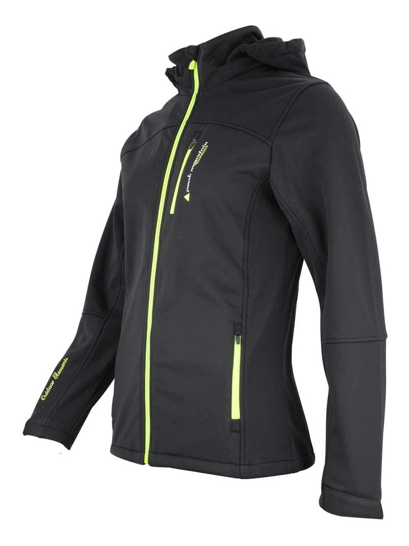 Blouson softshell fille GANNE   PEAK MOUNTAIN   Noir Jaune