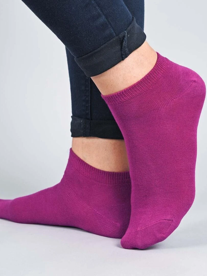 Socquettes Coton Prémium Lot 3 Paires Fabrication UE Violet prune