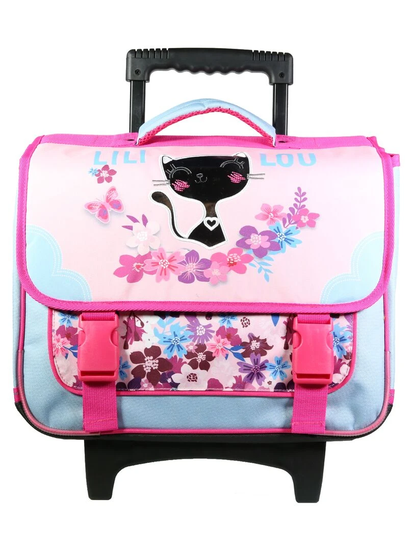 BAGTROTTER Cartable à roulettes 38 cm Lili Lou Chat Rose Rose