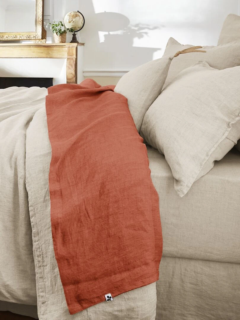 Drap plat lin lavé collection Soline Orange