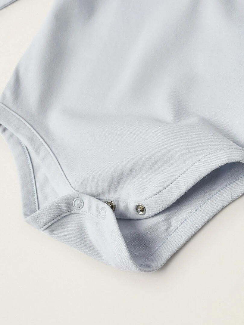 Pack 2 Bodies en Coton pour Nouveau Né manches longues ATLANTIC COMPANY   Bleu clair