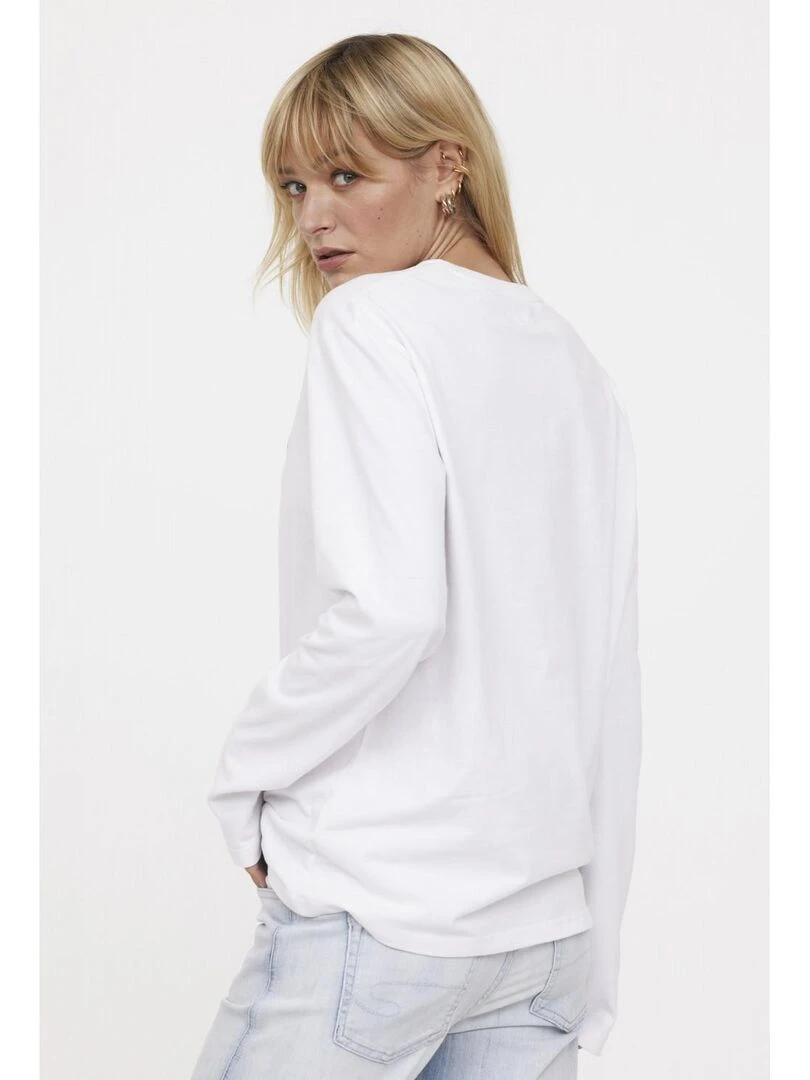 Lee Cooper   T Shirt manches longues coton regular AMOURS   Blanc