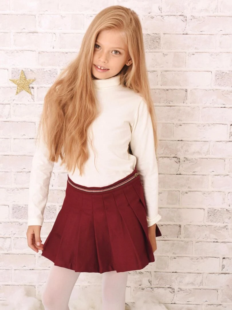 Jupe Plissée Fille Coton Gabardine Bdx LONDON 'LA FAUTE A VOLTAIRE' Bordeaux