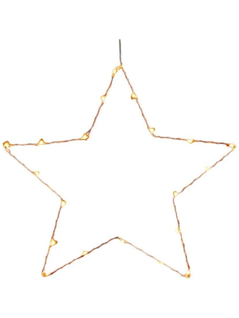 Etoile finition cuivre lumineuse avec 20 leds blanc H35 piles Cuivre