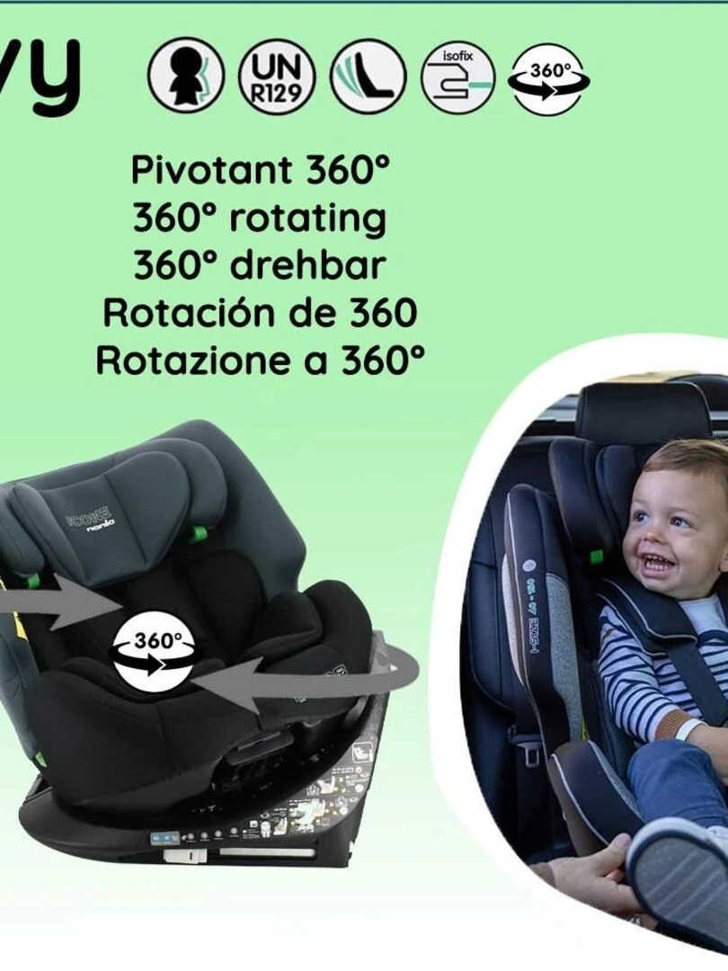 Migo   Siège auto ICONE pivotant 360°   gris anthracite