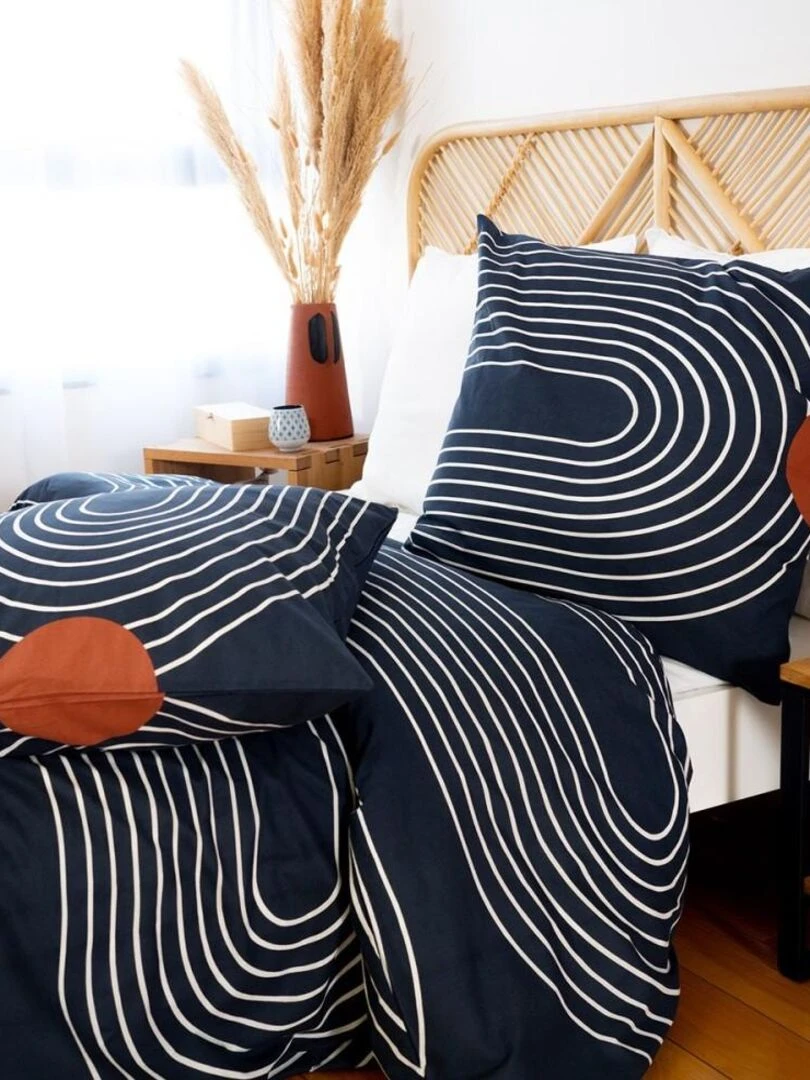 Housse de couette Cuts + taie(s) 100% coton 57 fils Bleu