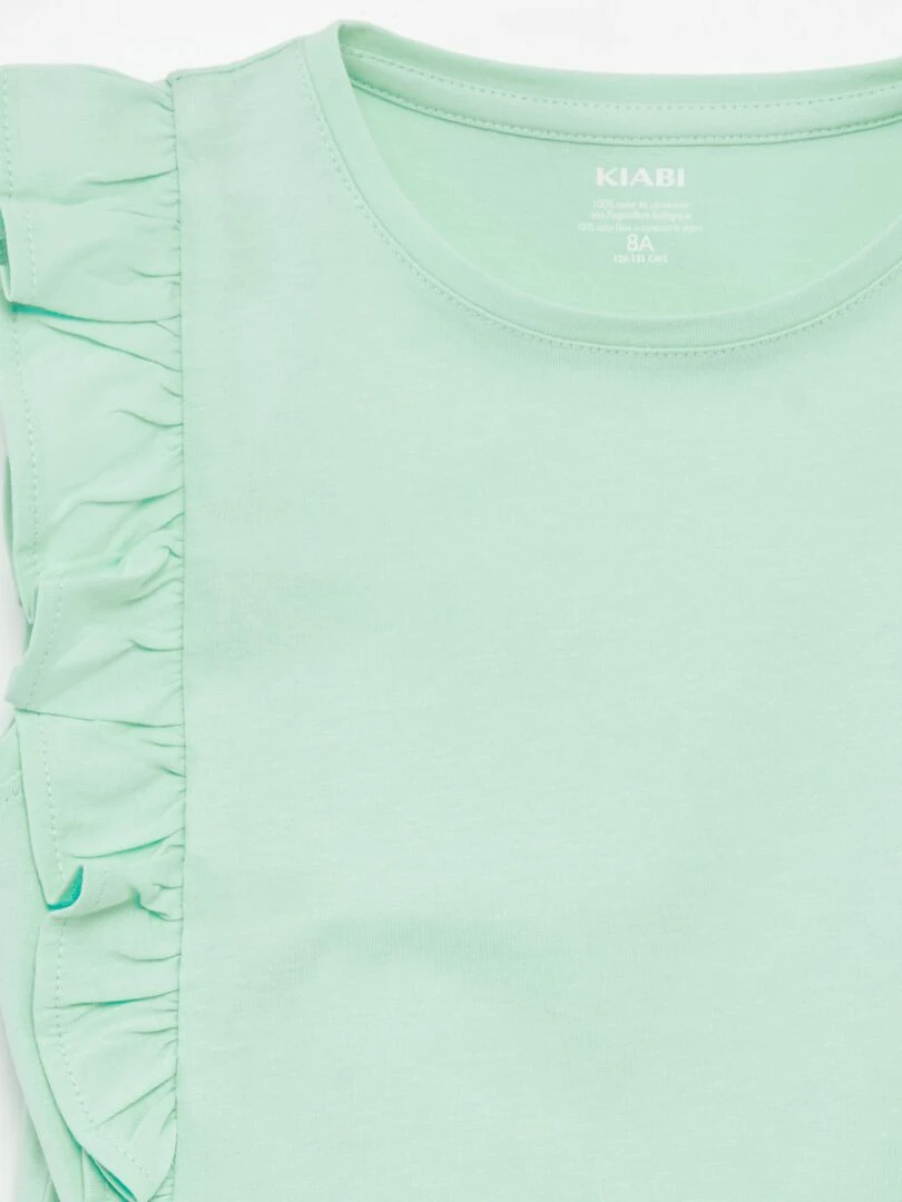 T shirt en jersey avec volants vert