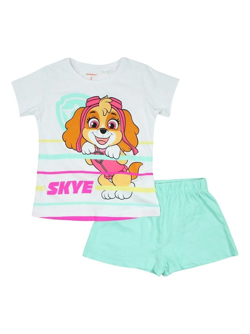 Paw Patrol Ensemble T shirt short fille Imprimé La Pat' Patrouille Vert