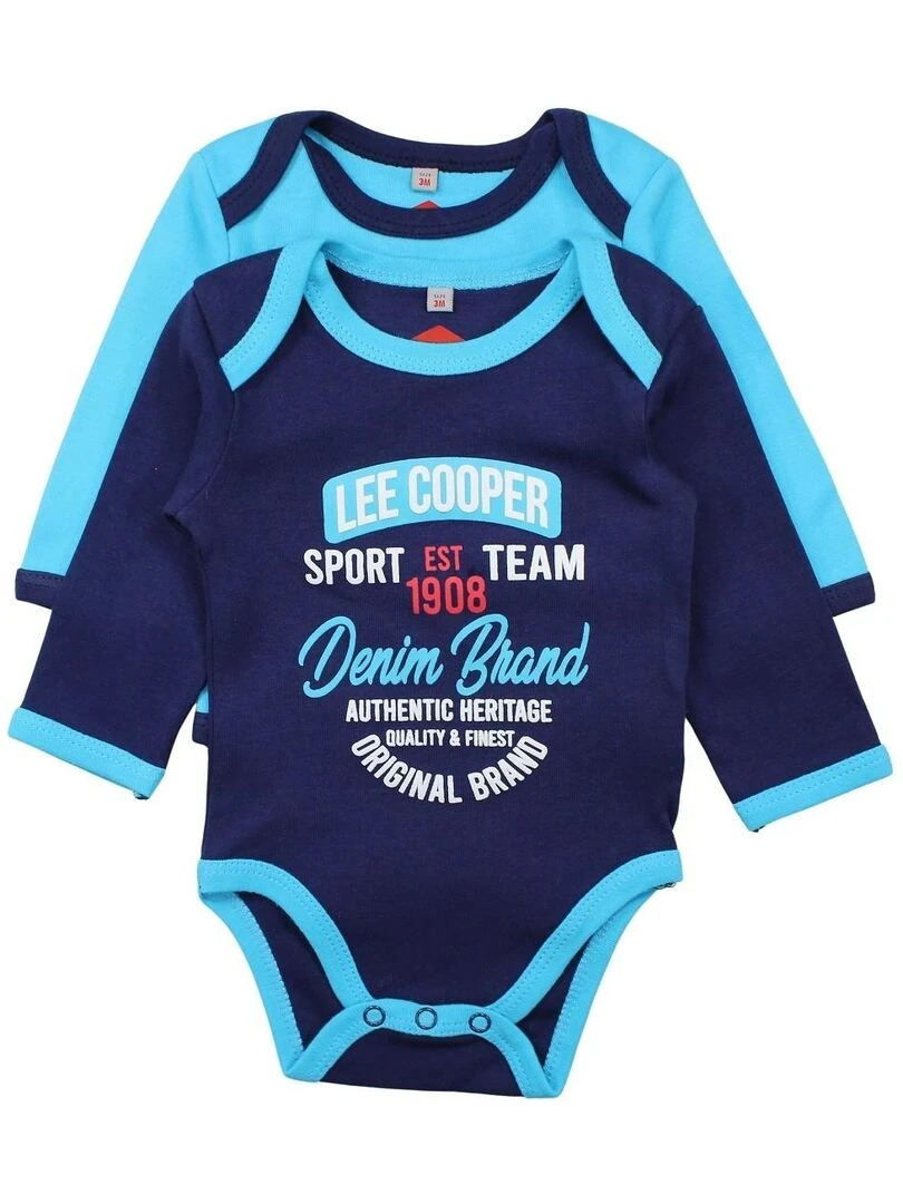 Lee Cooper Lot de 2 bodys bébé garçon en coton Bleu