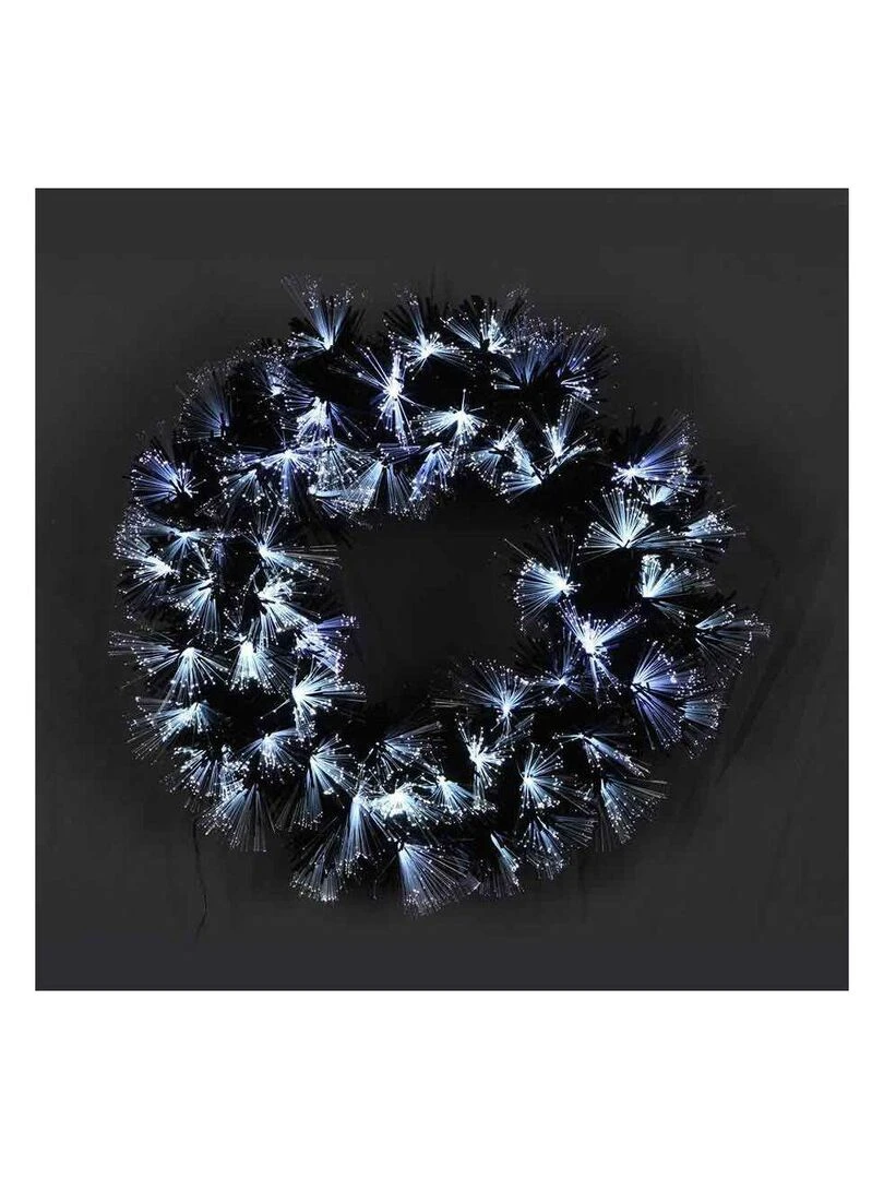 Couronne Las Vegas noire Fibre Optique 60 leds blanches Ø45 cm secteur Blanc