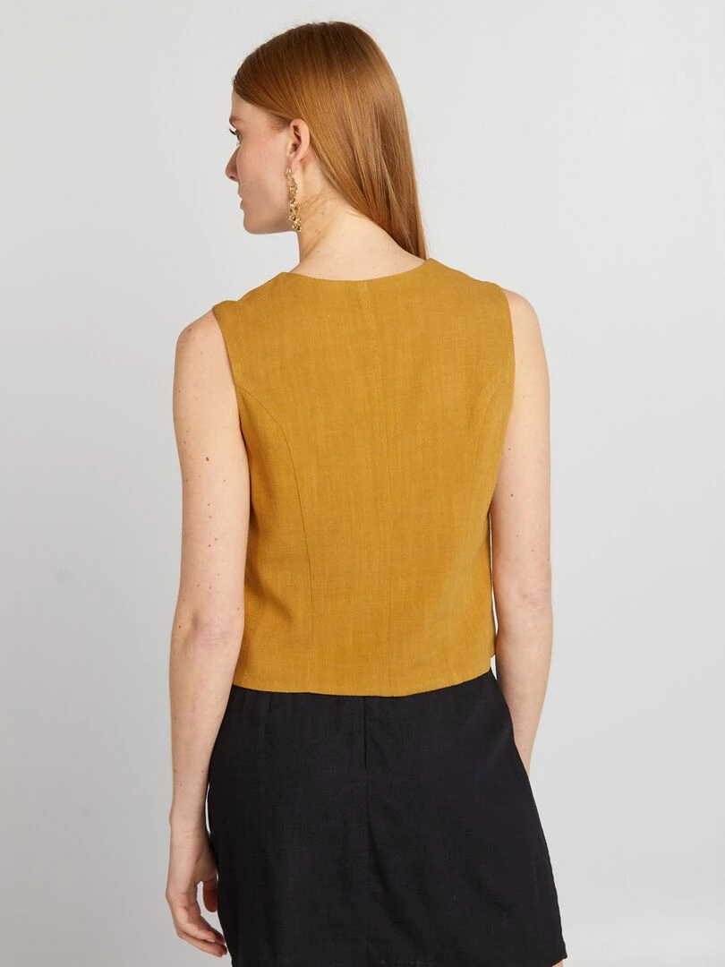 Gilet garçon de café en lin mélangé   Cumin