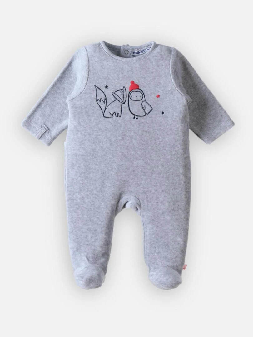 Pyjama 1 pièce Noël en velours Noukie's Gris