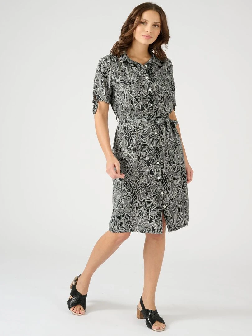 Robe chemise fibres pure viscose Lenzing(TM) EcoVero(TM)   Damart   Noir