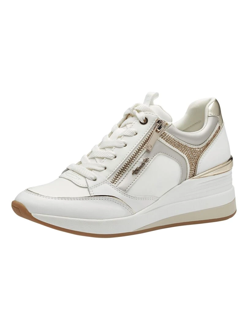 Basket Compensé Cuir Tamaris   Blanc