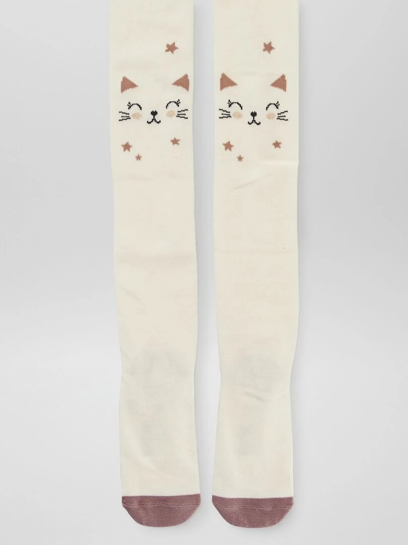 Lot de 2 collants en maille fantaisie   Blanc/rose