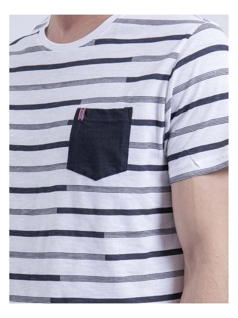 T shirt col rond rayé NIRABEL   Blanc