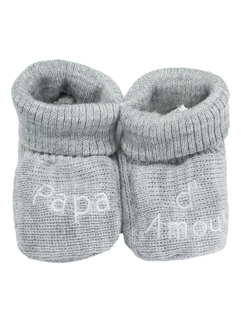 Chaussons naissance message Papa d'Amour Gris