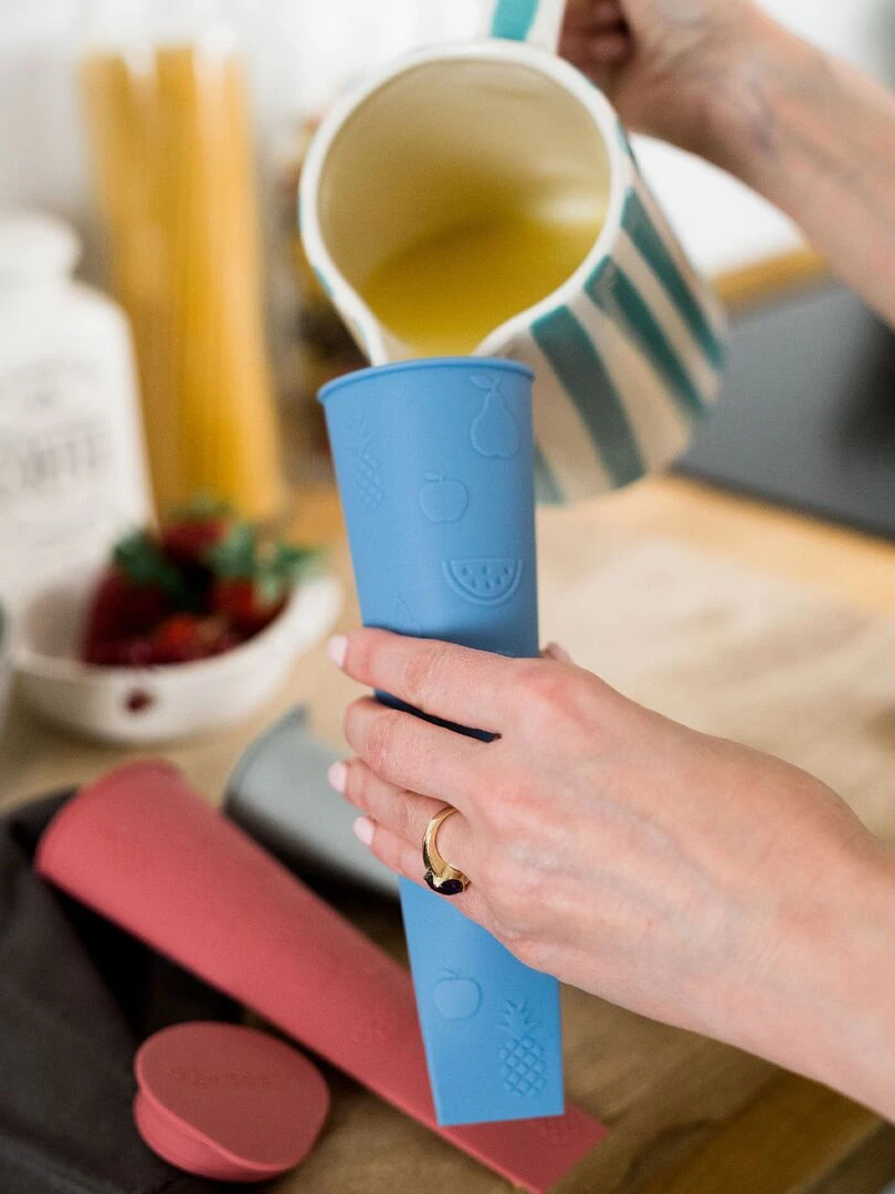 Moules à glace en silicone set de 3   Blanc Rouge Gris