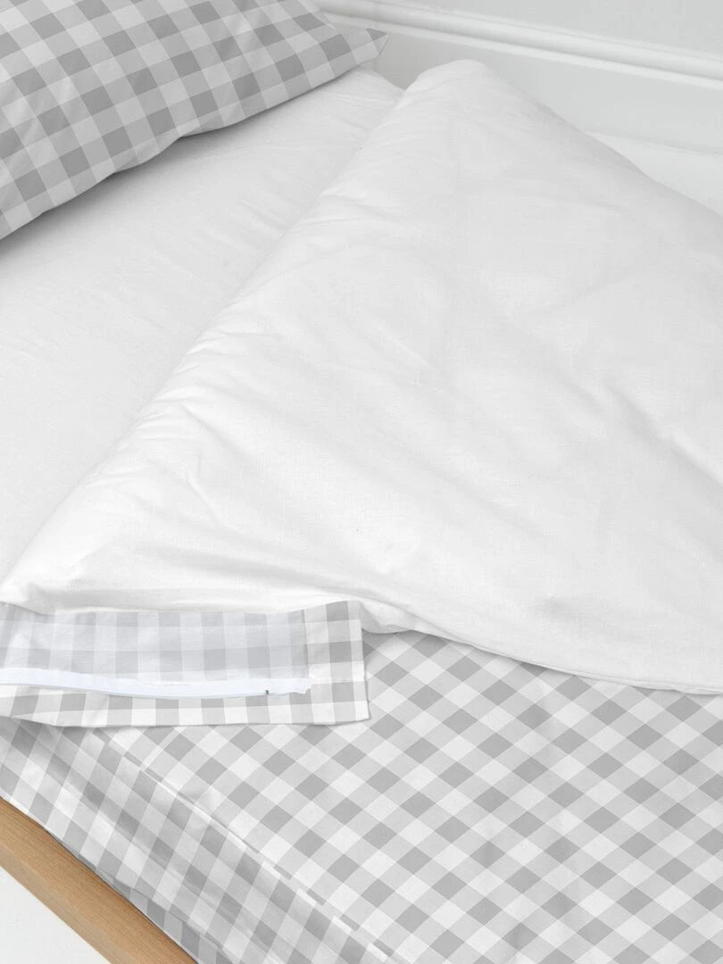 Couchage prêt à dormir Avec rembourrage Vichy "Happyfriday" Gris Blanc