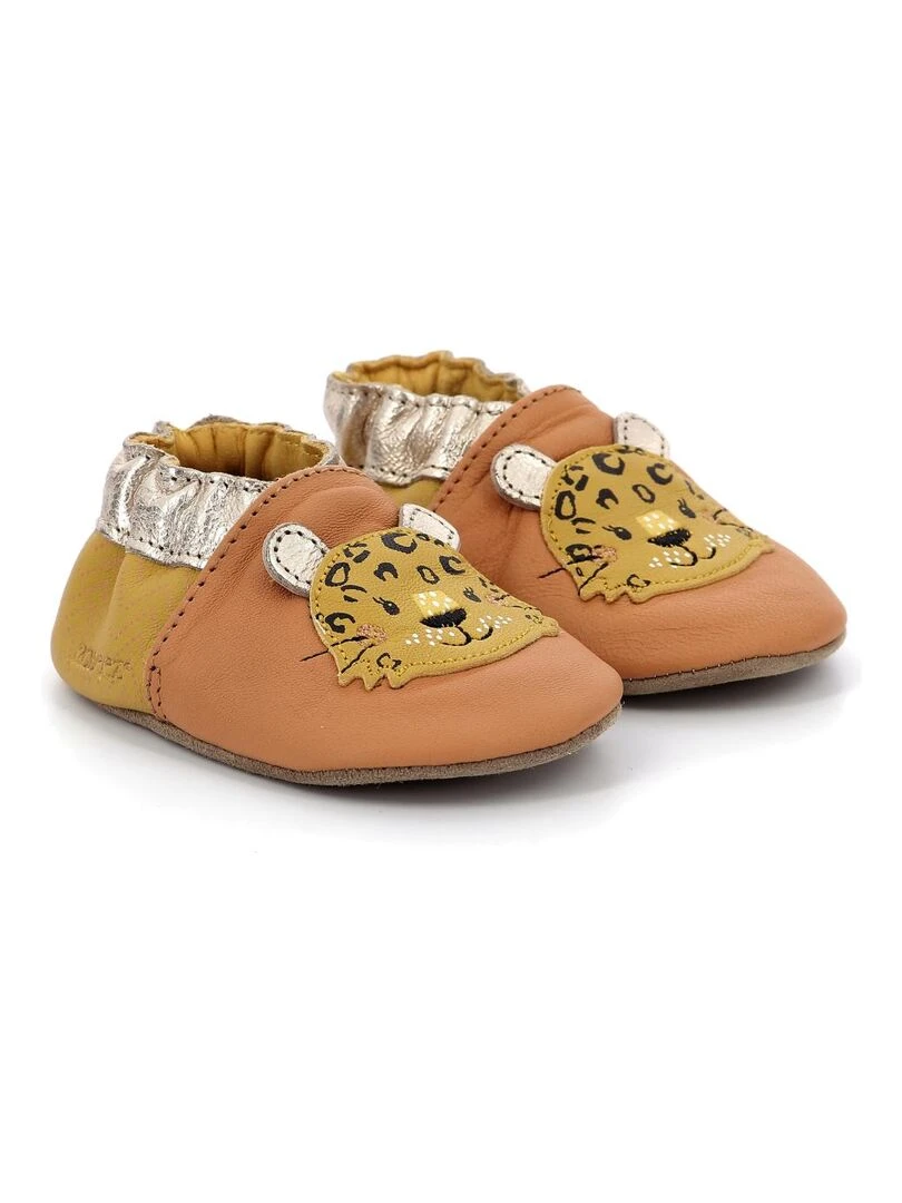Chaussons Cuir Leopardo Marron