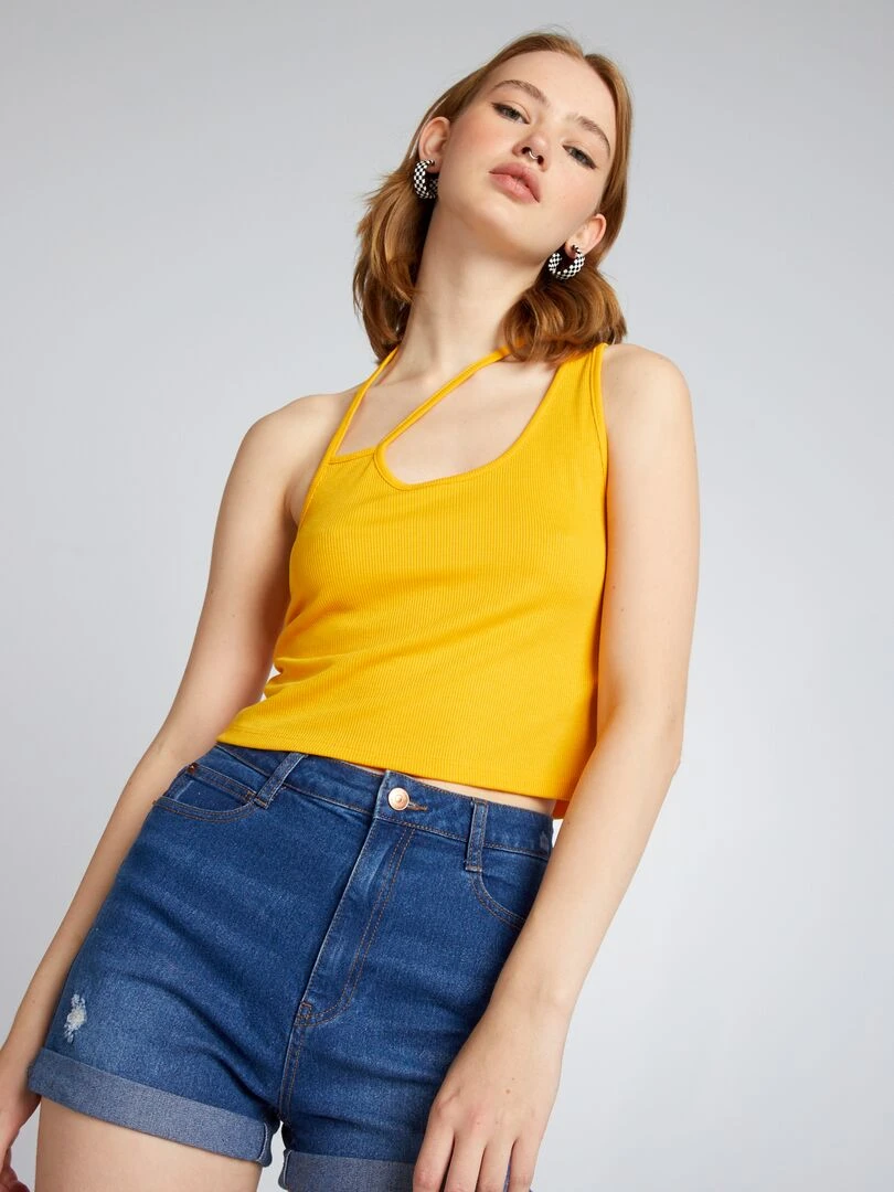 Débardeur à bretelles asymétriques Jaune