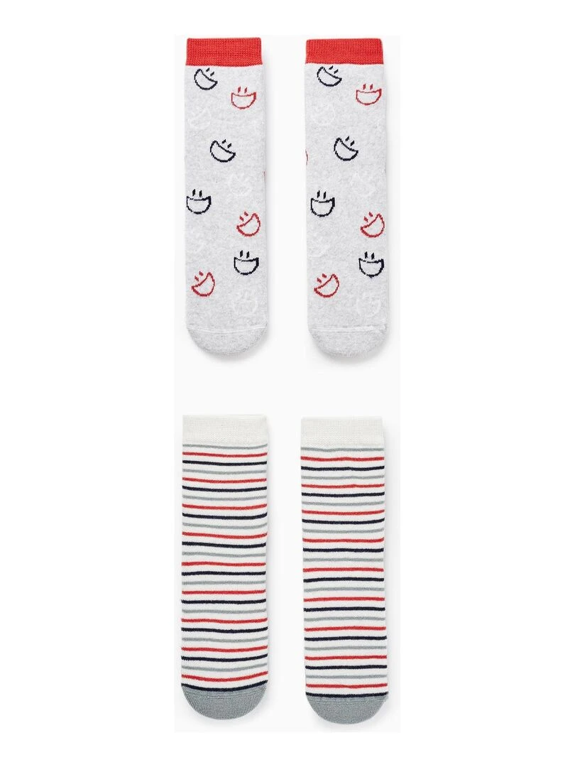 Pack 2 Paires de Chaussettes Épaisses Antidérapantes pour Garçon 'Smile' TALENTS NIGHT Multicolore
