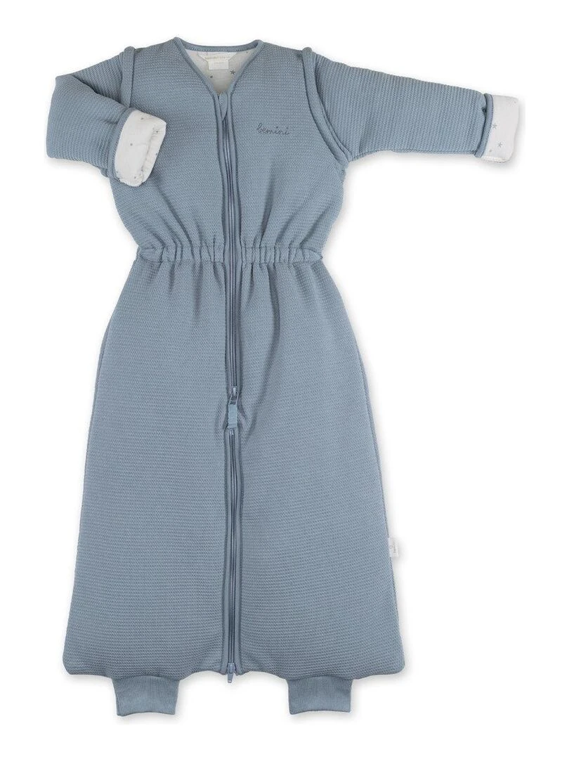 Bemini Gigoteuse jambes séparables Pady waffle et jersey bio Bleu gris