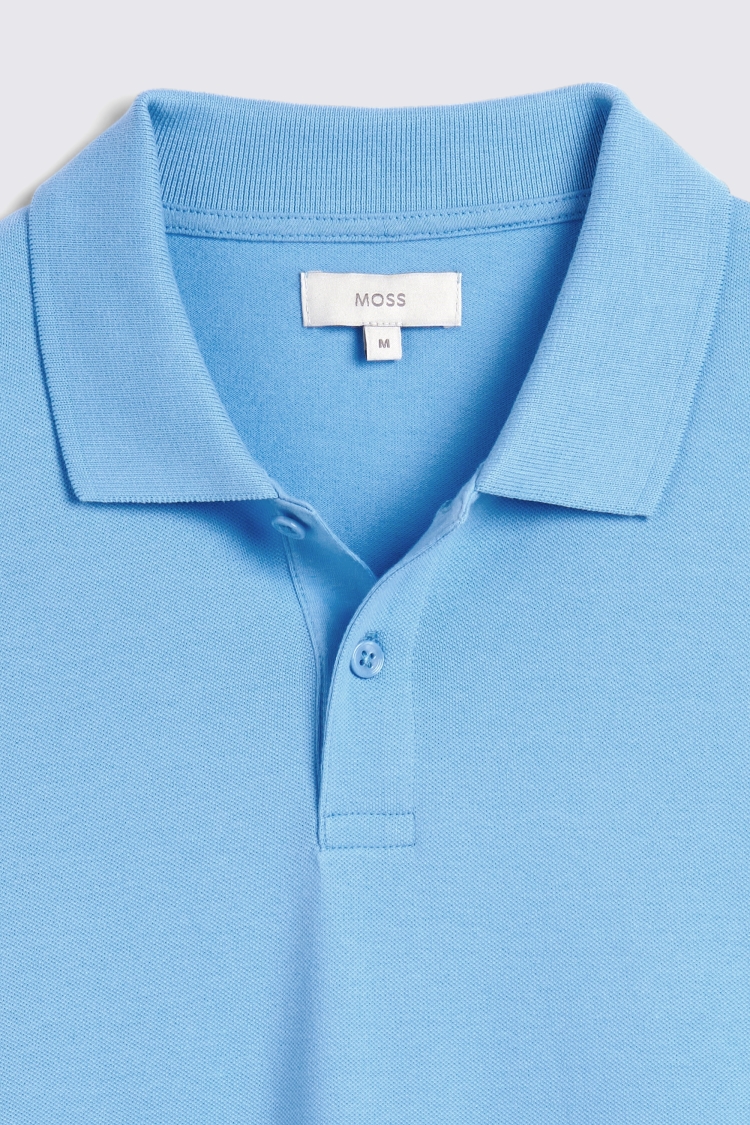 Blue Pique Polo Shirt   Buy Online at Moss