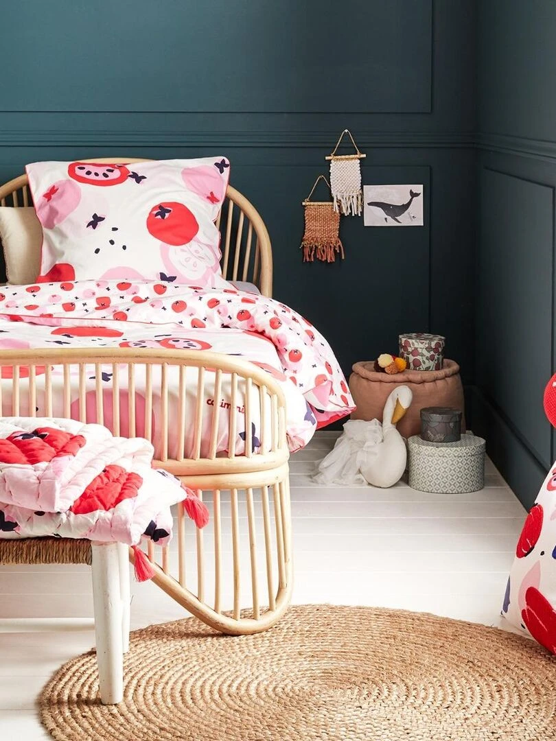 Coussin décoratif Catimini pomme kawaii 100% Coton Crochet fait main 100% Coton Rouge Rouge