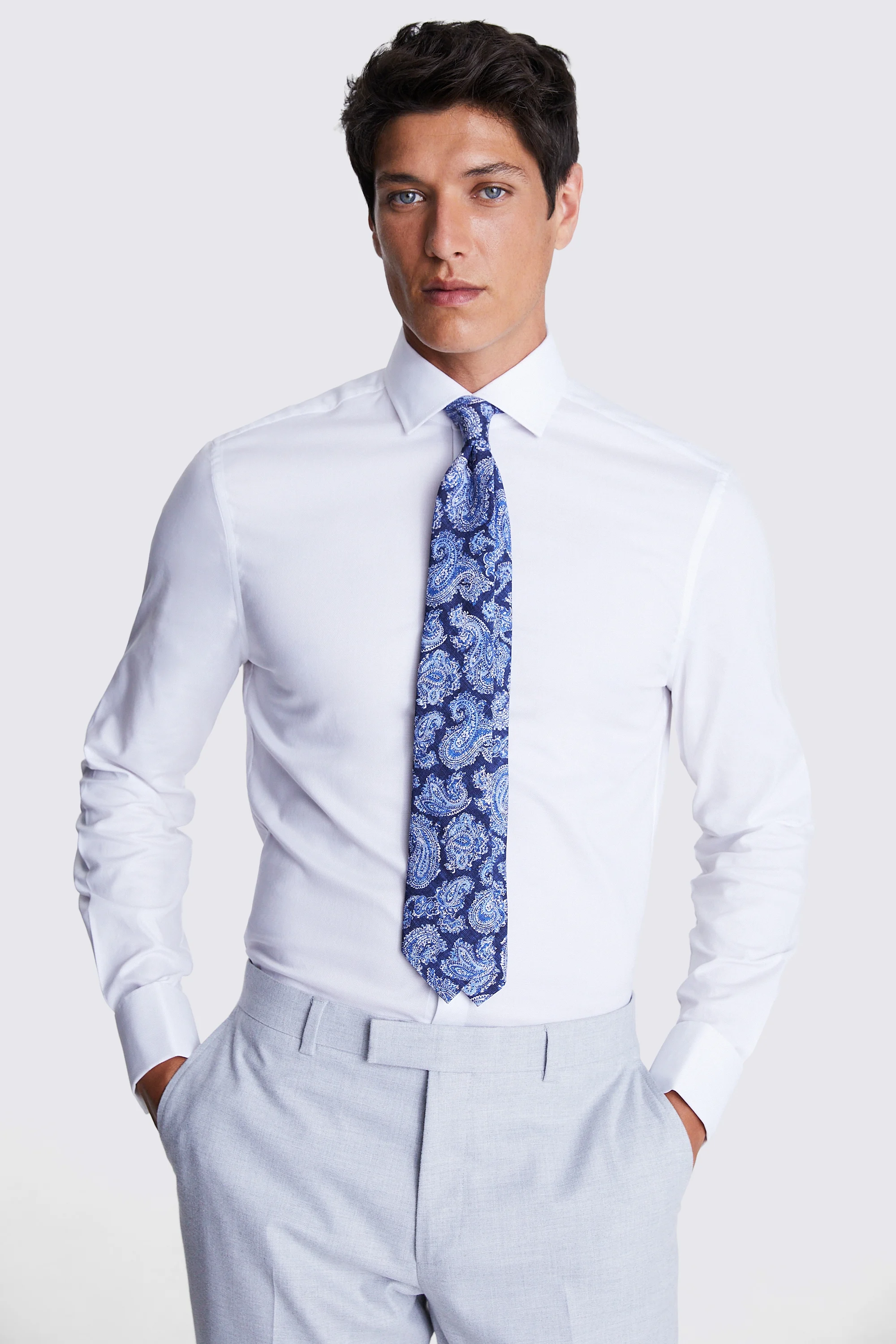 Bottinelli Navy & Blue Silk Paisley Tie   Buy Online at Moss