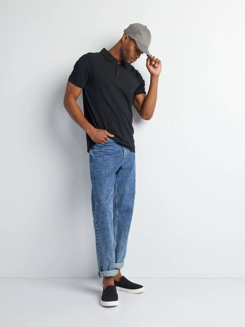 Polo stretch slim fit noir