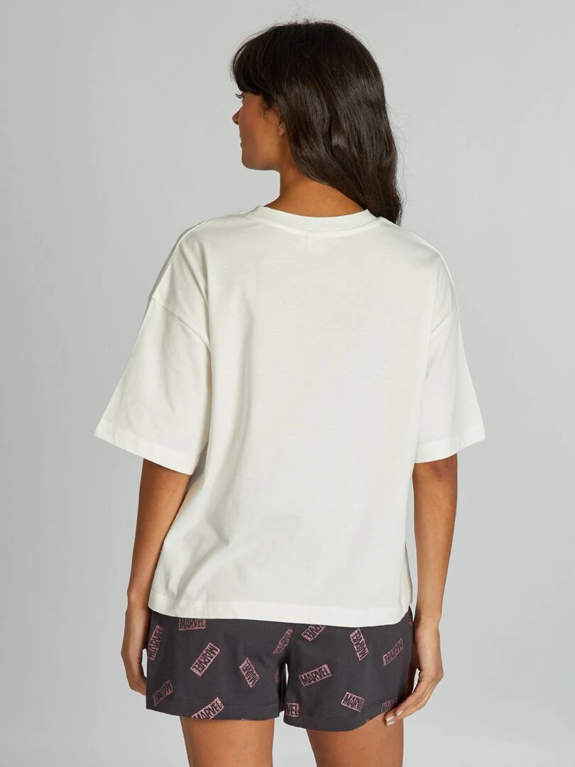 Pyjama short 'Marvel' 2 pièces Blanc/noir