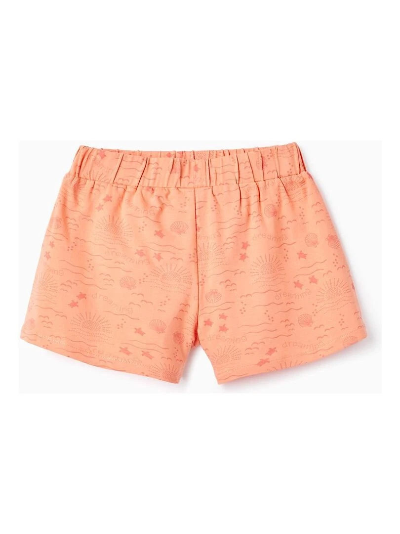 2 Short en Coton pour Fille 'Dreaming' Blanc Orange clair