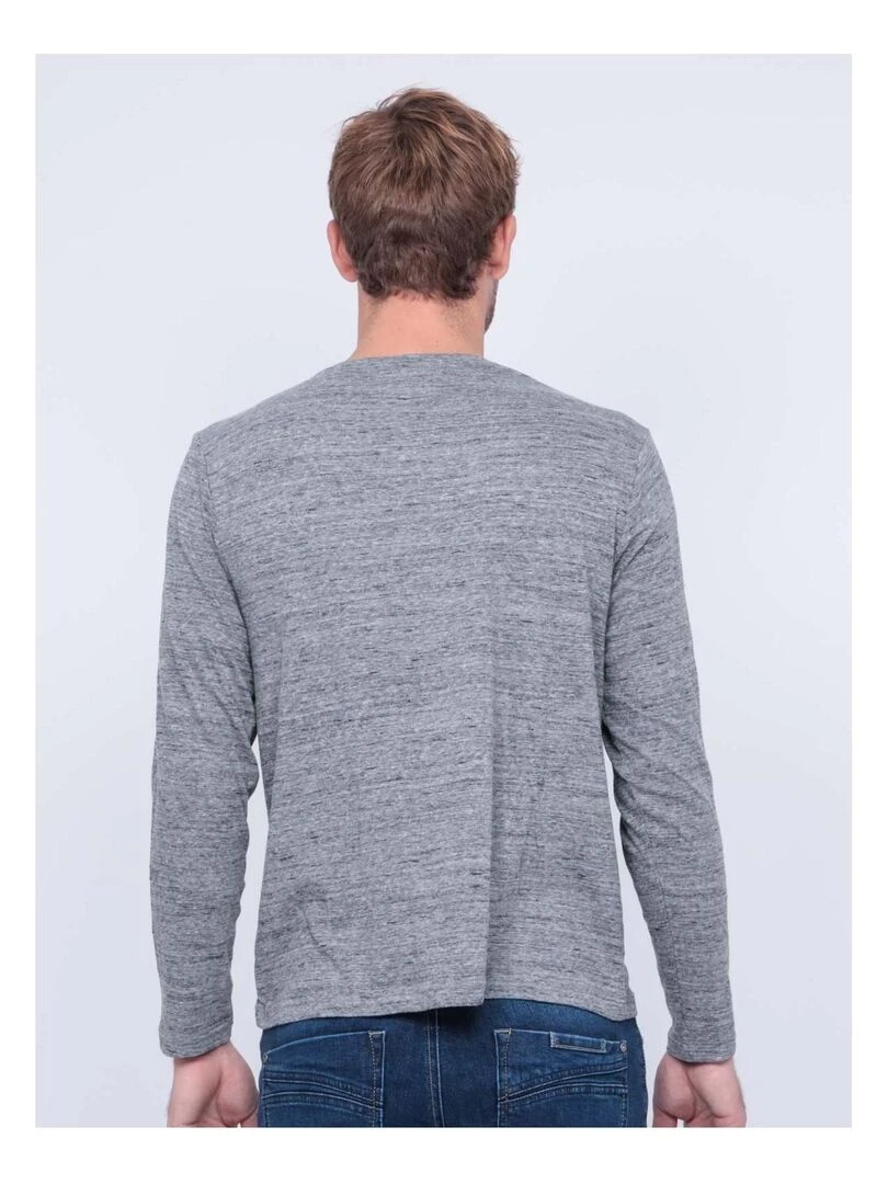 T shirt manches longues col rond pur coton JERIDA Gris