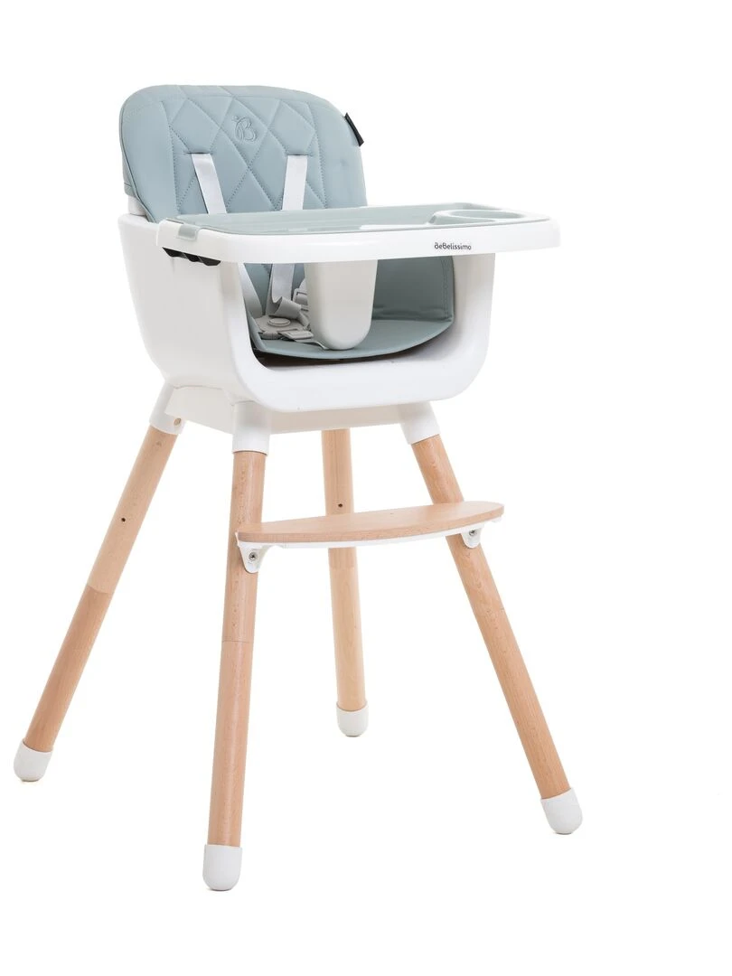 Chaise Haute bébé Évolutive Réglable en Bois 2 en 1 – 6 mois jusqu’à 5 ans vert Vert