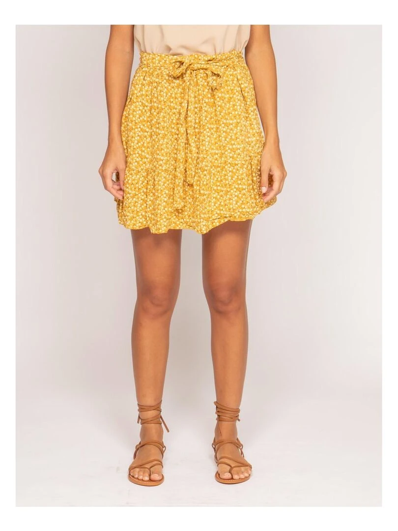 Jupe short motifs XYMESS Moutarde