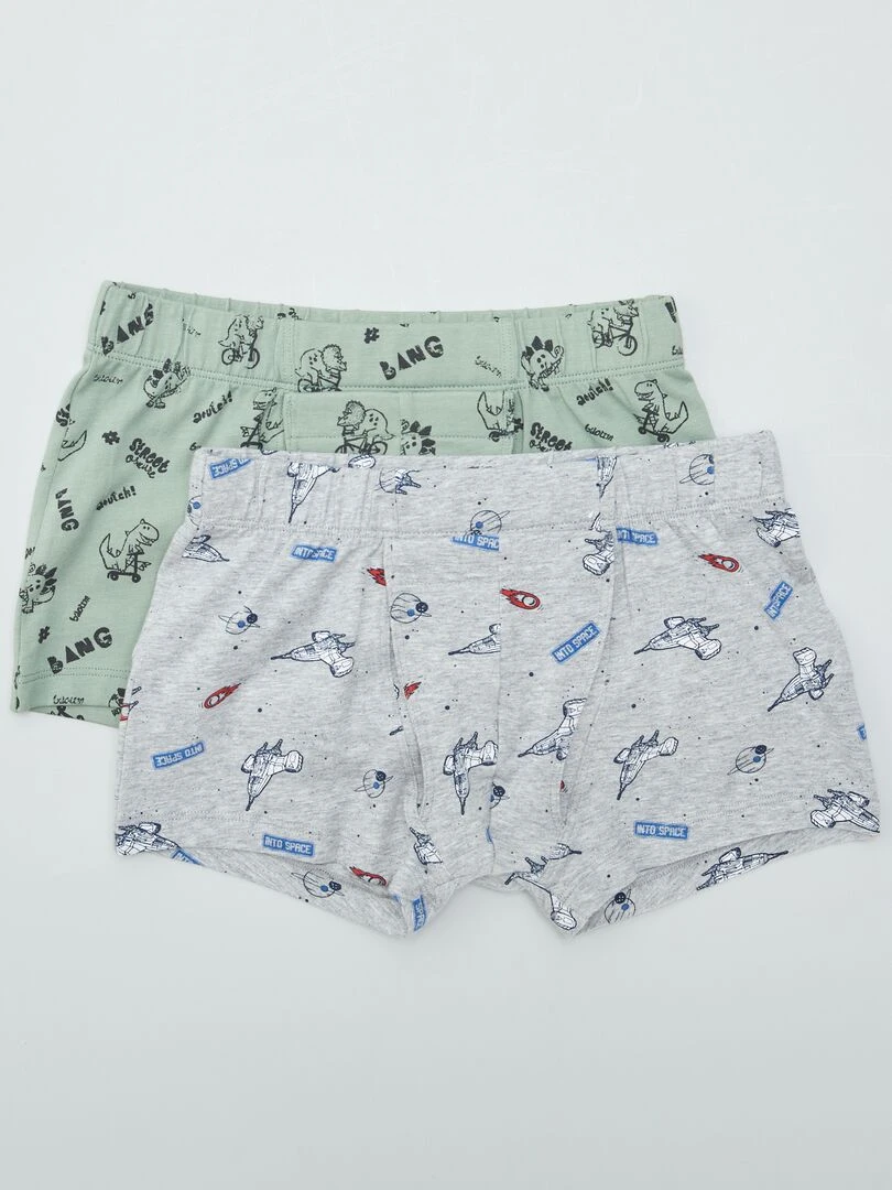Lot de 2 boxers à scratchs So Easy Vert/gris