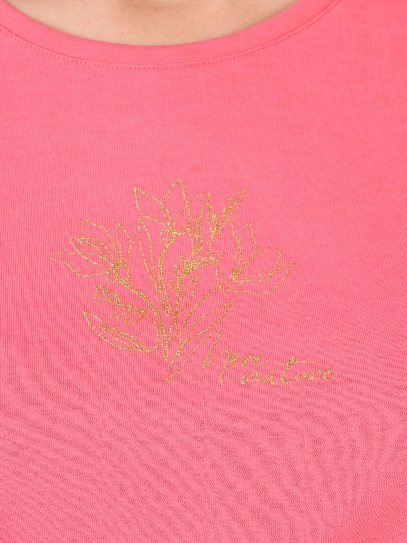 Tee shirt manches courtes à motif doré.   Damart   Rose