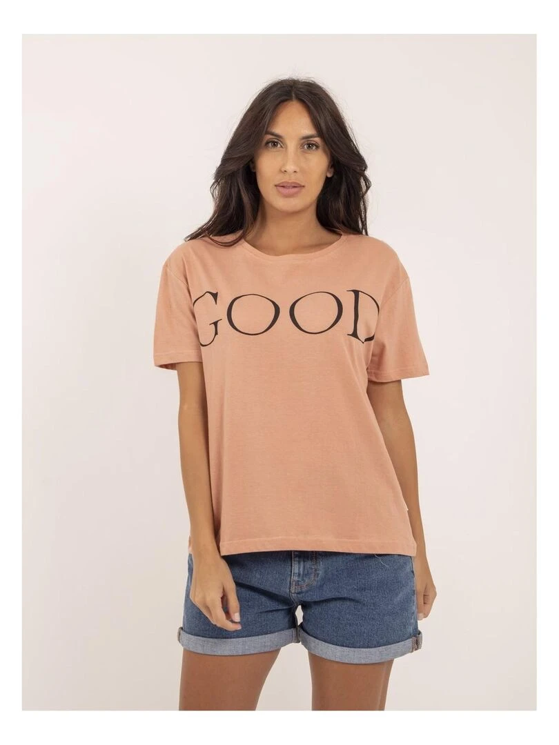 T shirt col rond coton message FROM Rose
